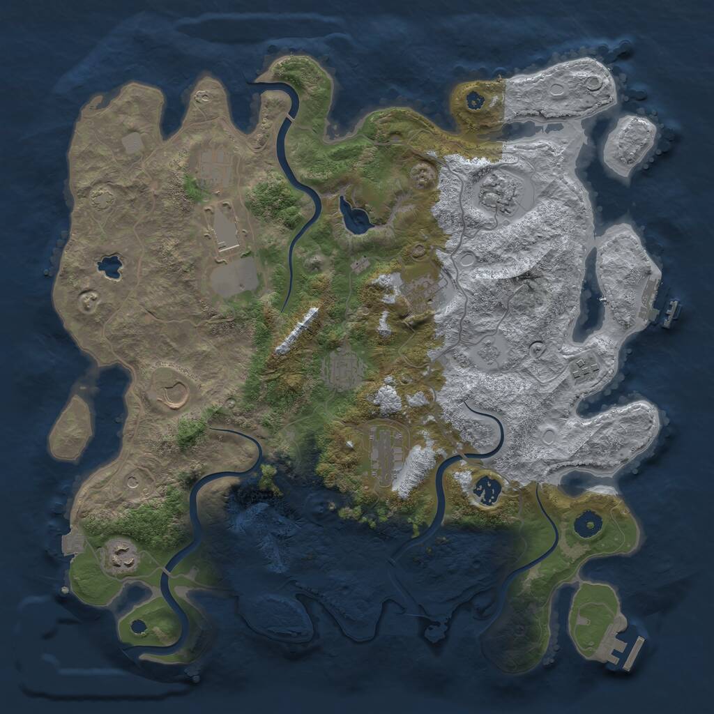 Rust Map: Procedural Map, Size: 4000, Seed: 351515, 16 Monuments