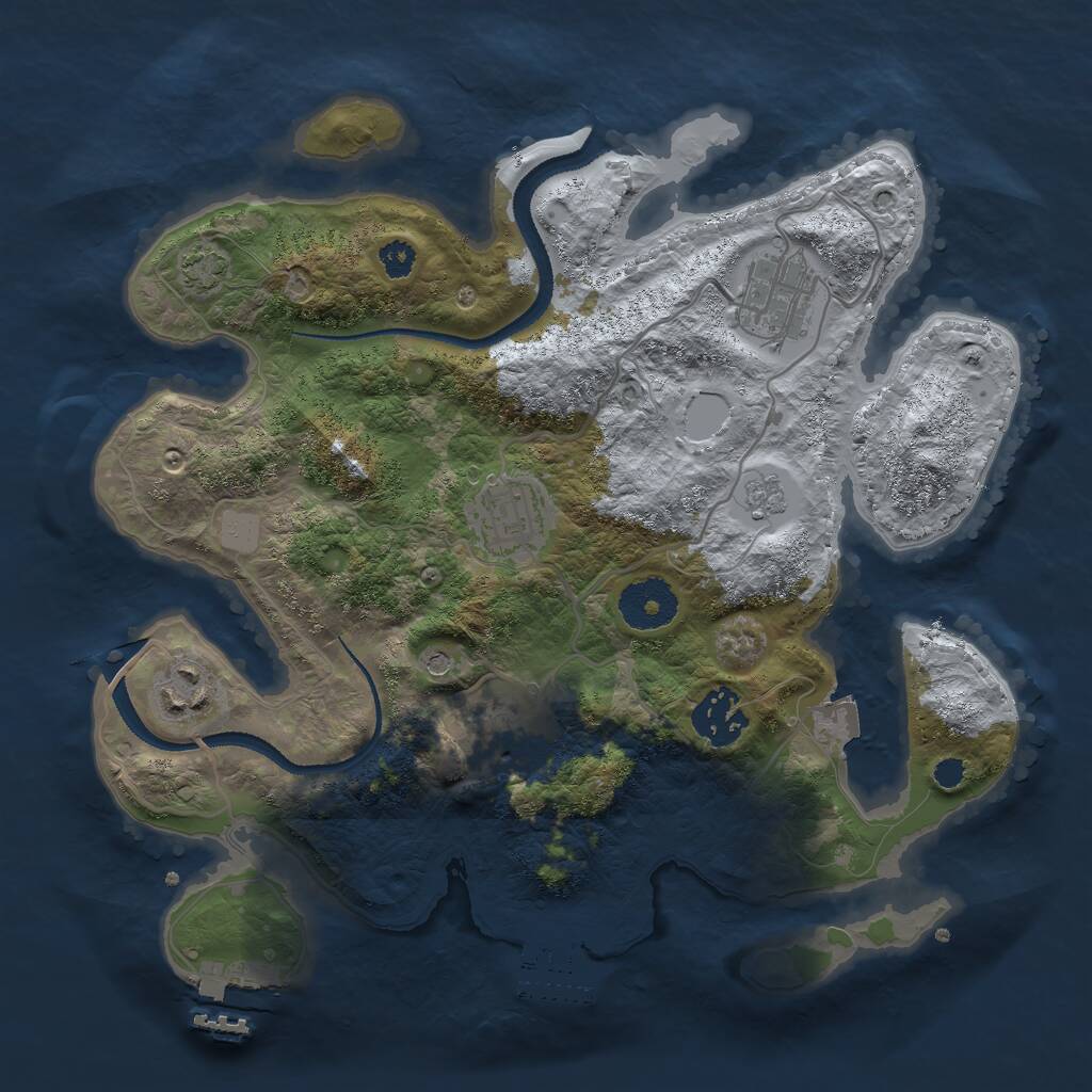 Rust Map: Procedural Map, Size: 3000, Seed: 1870925971, 11 Monuments