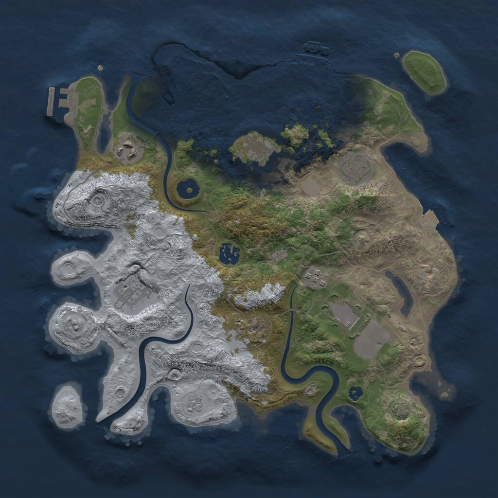Rust Map: Procedural Map, Size: 3500, Seed: 62666, 14 Monuments
