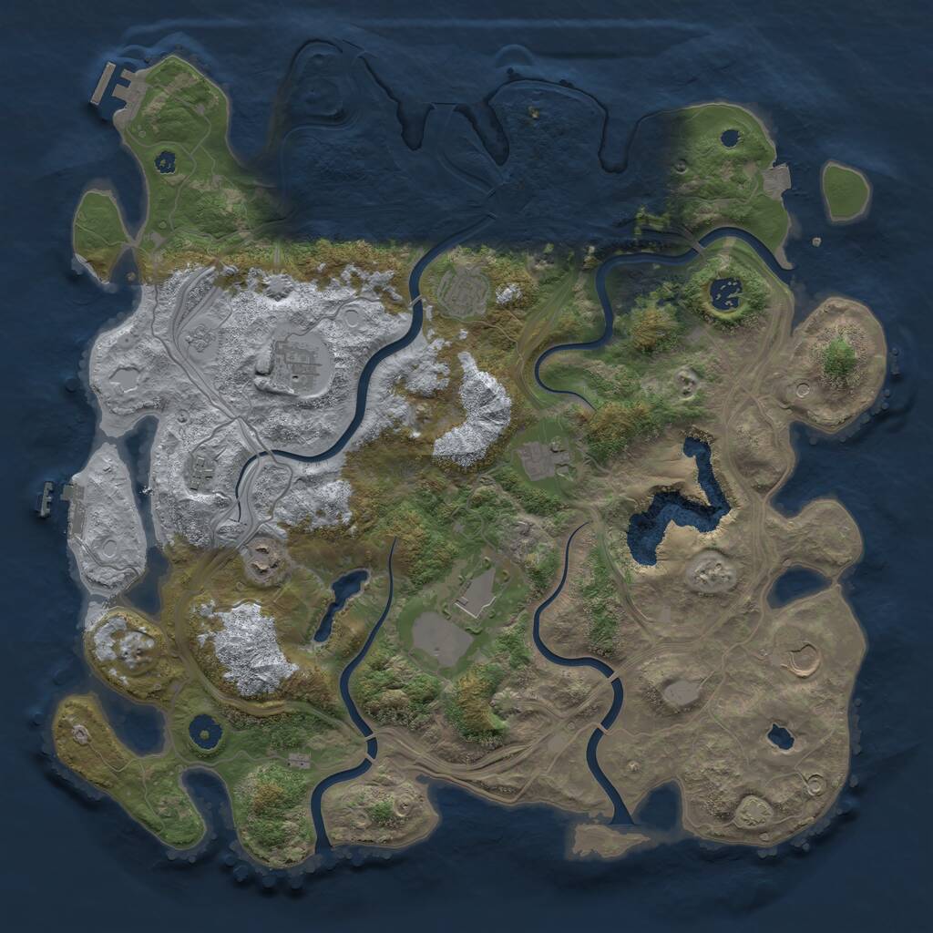 Rust Map: Procedural Map, Size: 4250, Seed: 1709344184, 14 Monuments