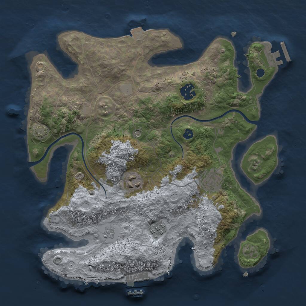 Rust Map: Procedural Map, Size: 3000, Seed: 7841506, 10 Monuments