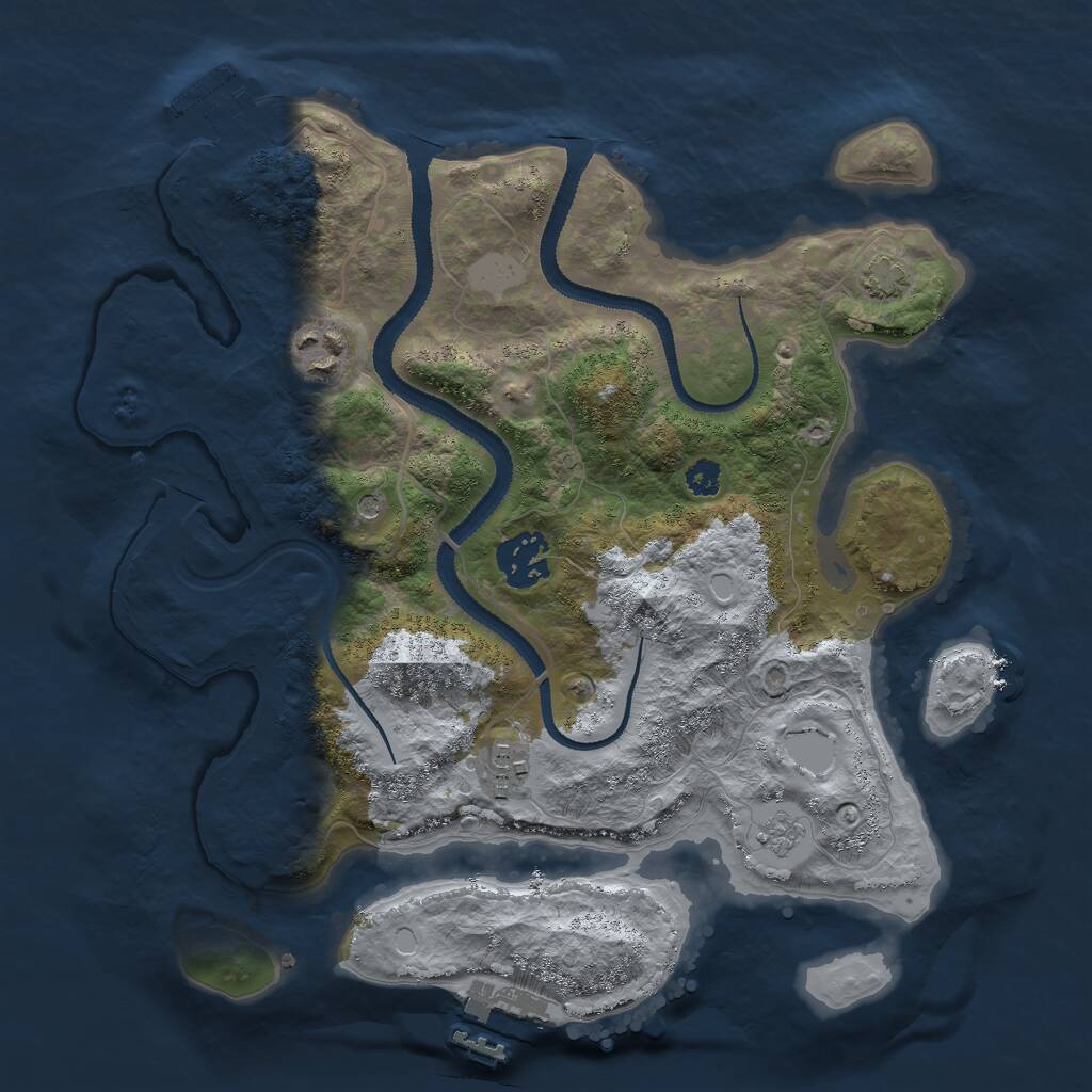 Rust Map: Procedural Map, Size: 3000, Seed: 457343168, 9 Monuments
