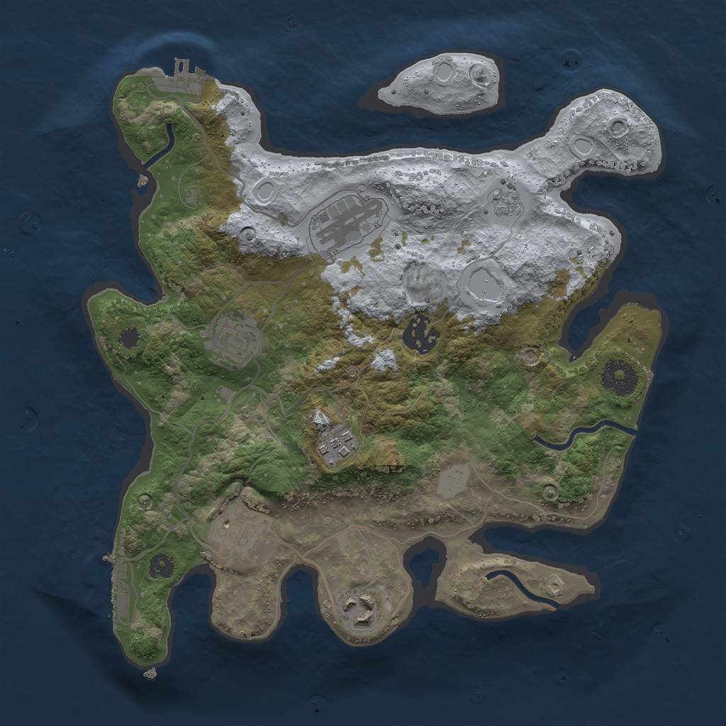 Rust Map: Procedural Map, Size: 3000, Seed: 32640469, 14 Monuments
