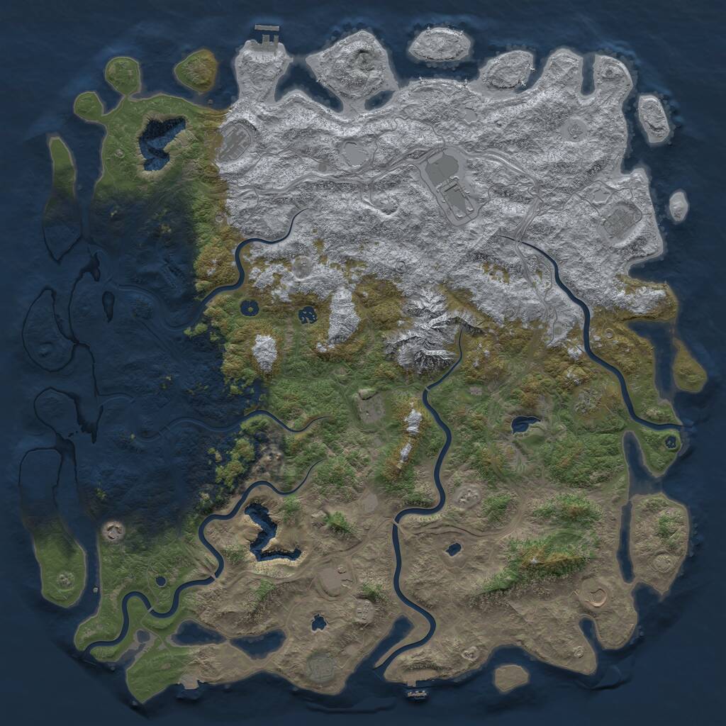 Rust Map: Procedural Map, Size: 6000, Seed: 23071990, 17 Monuments