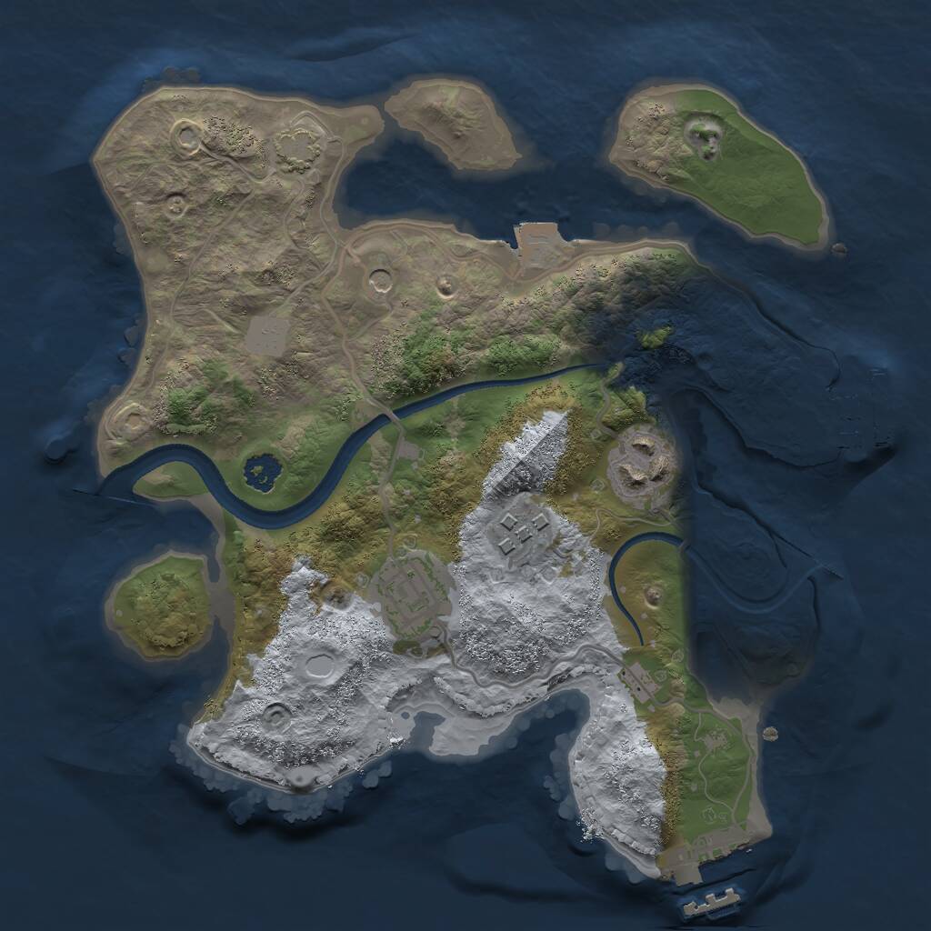 Rust Map: Procedural Map, Size: 2500, Seed: 1057949248, 8 Monuments