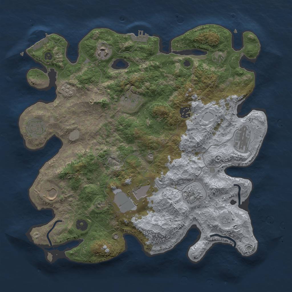 Rust Map: Procedural Map, Size: 3700, Seed: 2008247958, 18 Monuments