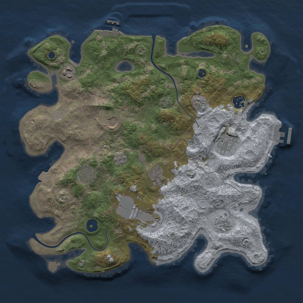 Rust Map: Procedural Map, Size: 3700, Seed: 2008247958, 15 Monuments