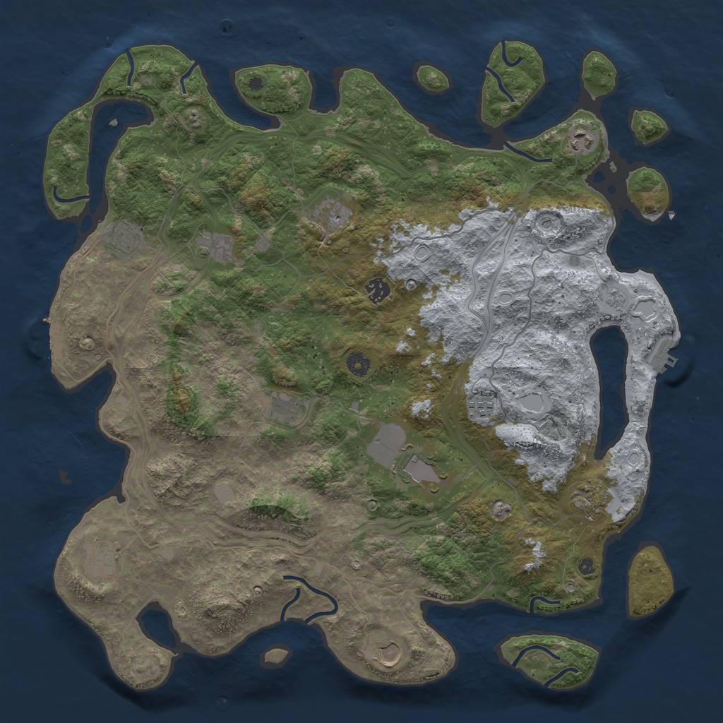 Rust Map: Procedural Map, Size: 4500, Seed: 412363519, 20 Monuments