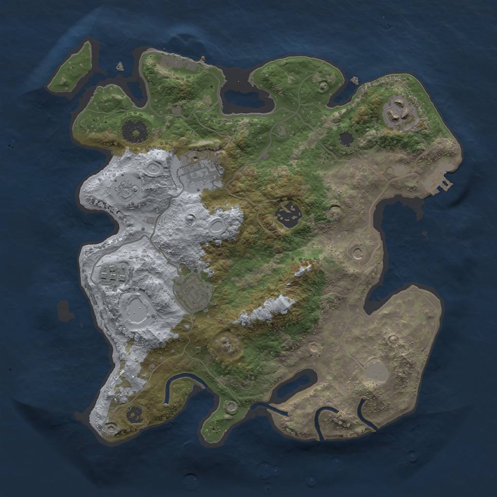 Rust Map: Procedural Map, Size: 3000, Seed: 3476910, 14 Monuments