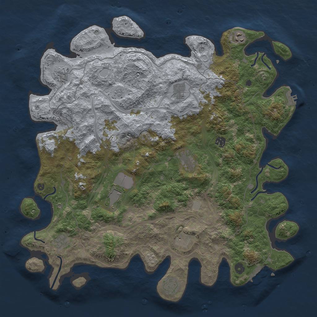 Rust Map: Procedural Map, Size: 4500, Seed: 103924935, 19 Monuments