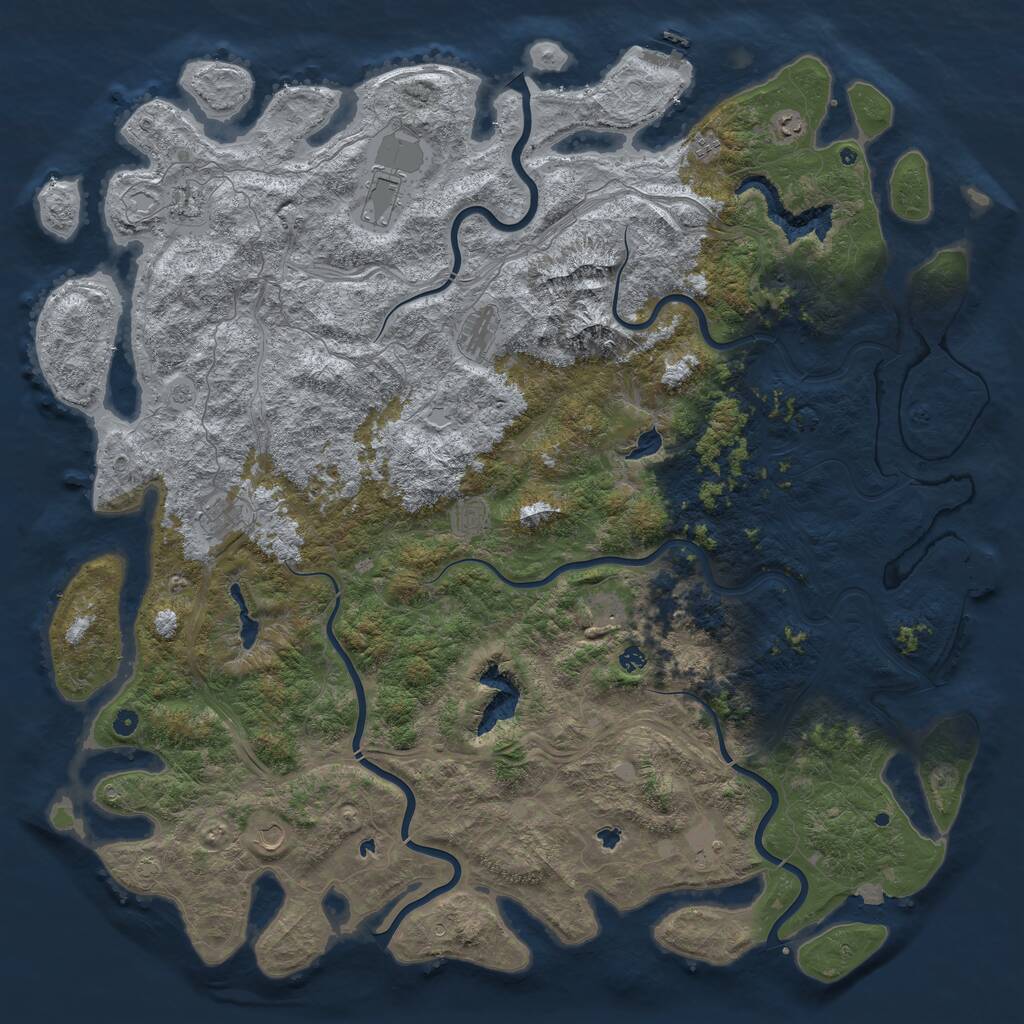 Rust Map: Procedural Map, Size: 6000, Seed: 419563479, 17 Monuments