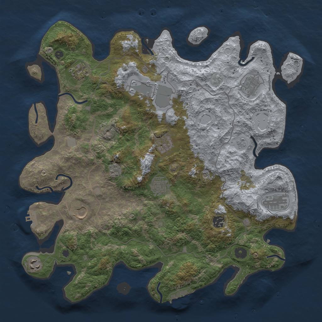 Rust Map: Procedural Map, Size: 4000, Seed: 9757, 19 Monuments
