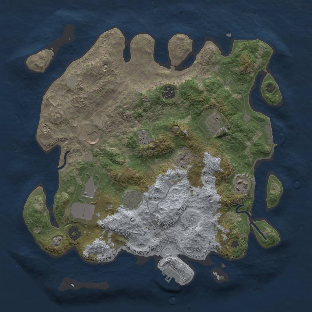Rust Map: Procedural Map, Size: 3500, Seed: 51132, 16 Monuments