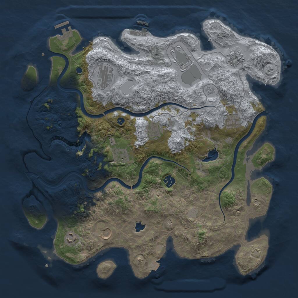Rust Map: Procedural Map, Size: 4000, Seed: 1381350000, 16 Monuments