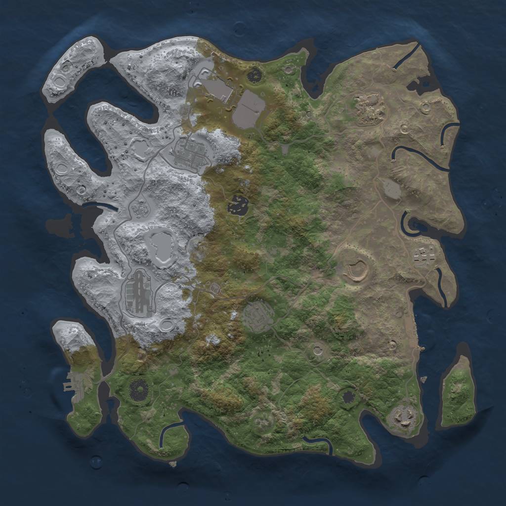 Rust Map: Procedural Map, Size: 3600, Seed: 449081354, 18 Monuments