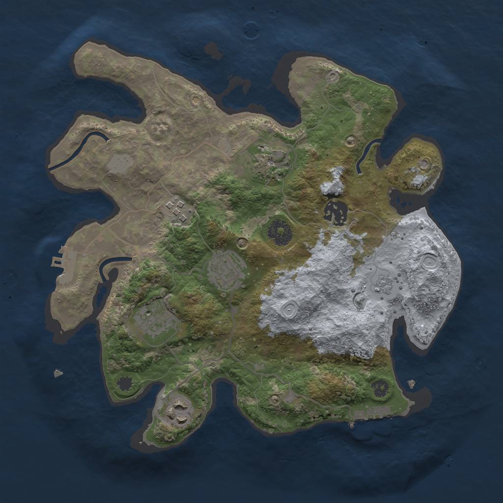 Rust Map: Procedural Map, Size: 3000, Seed: 1924027557, 14 Monuments