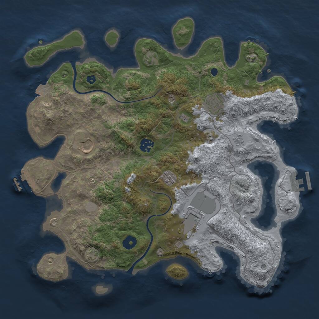 Rust Map: Procedural Map, Size: 3500, Seed: 219340969, 11 Monuments