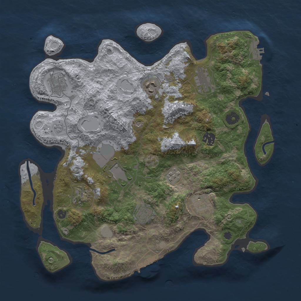 Rust Map: Procedural Map, Size: 3500, Seed: 252345, 18 Monuments