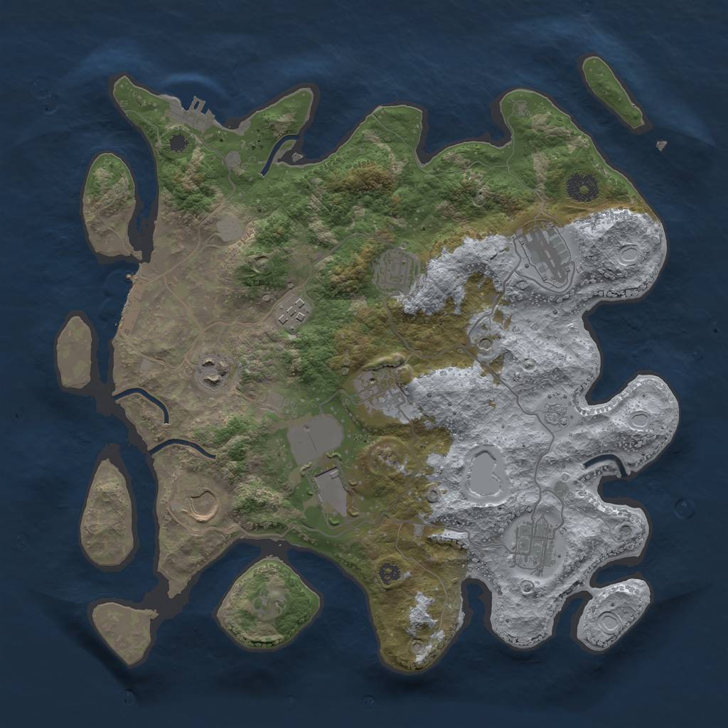 Rust Map: Procedural Map, Size: 3500, Seed: 9844978, 17 Monuments