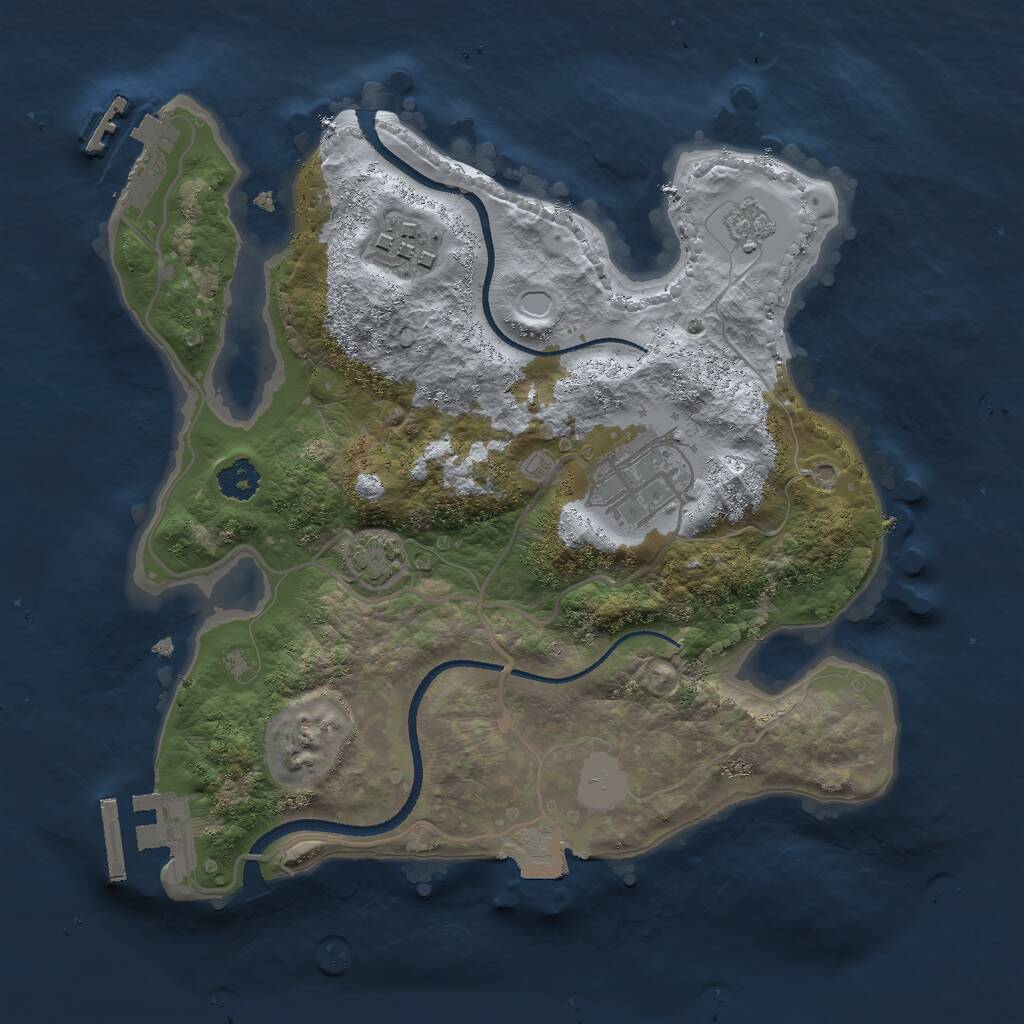 Rust Map: Procedural Map, Size: 2500, Seed: 32434, 7 Monuments