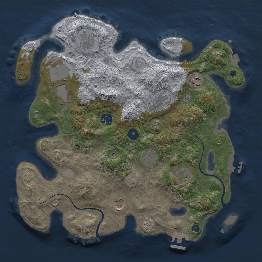 Rust Map: Procedural Map, Size: 3500, Seed: 942859837, 15 Monuments