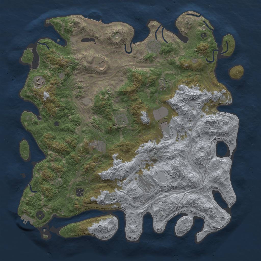 Rust Map: Procedural Map, Size: 4500, Seed: 1992403454, 19 Monuments