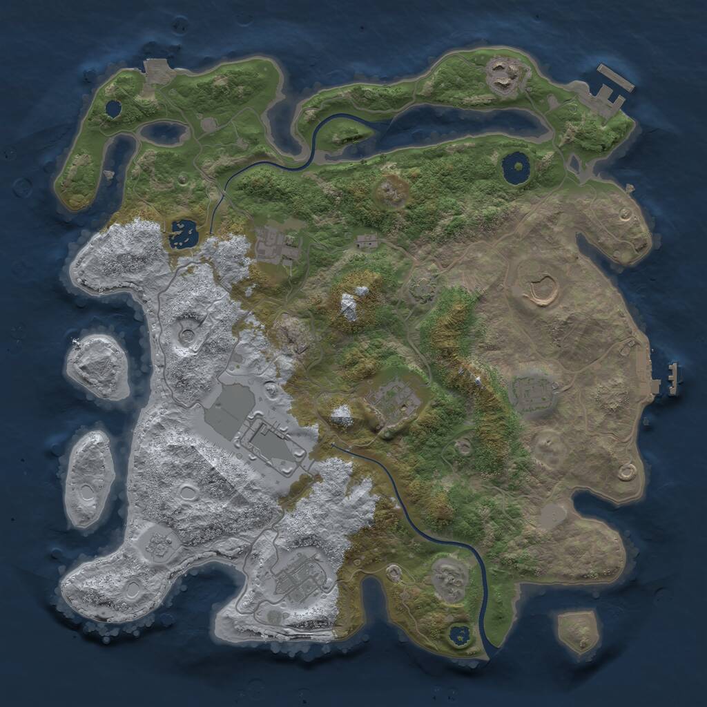 Rust Map: Procedural Map, Size: 3500, Seed: 78788976, 14 Monuments