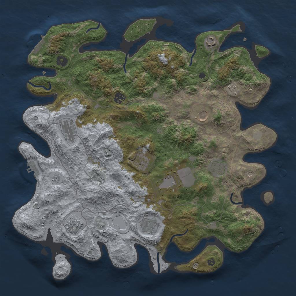 Rust Map: Procedural Map, Size: 4000, Seed: 2023890966, 17 Monuments