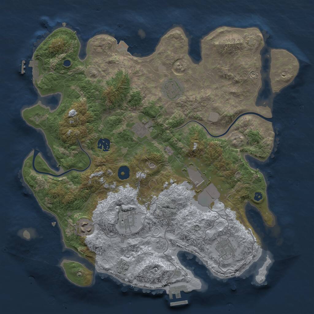Rust Map: Procedural Map, Size: 3600, Seed: 7012023, 14 Monuments