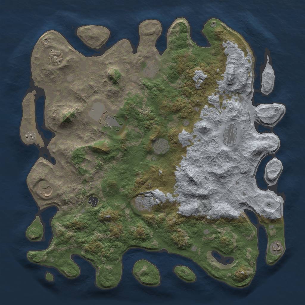Rust Map: Barren, Size: 4500, Seed: 312313, 13 Monuments
