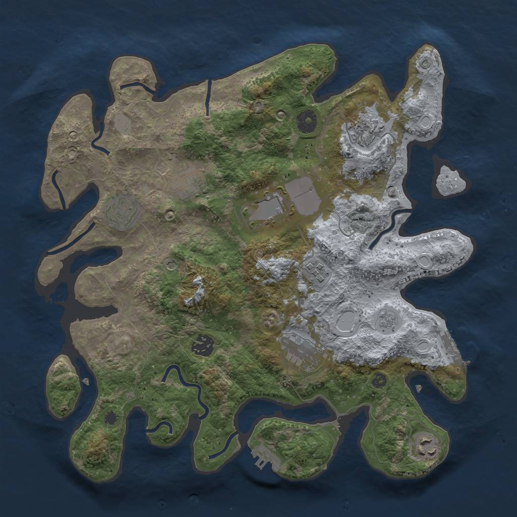 Rust Map: Procedural Map, Size: 3500, Seed: 542673, 15 Monuments