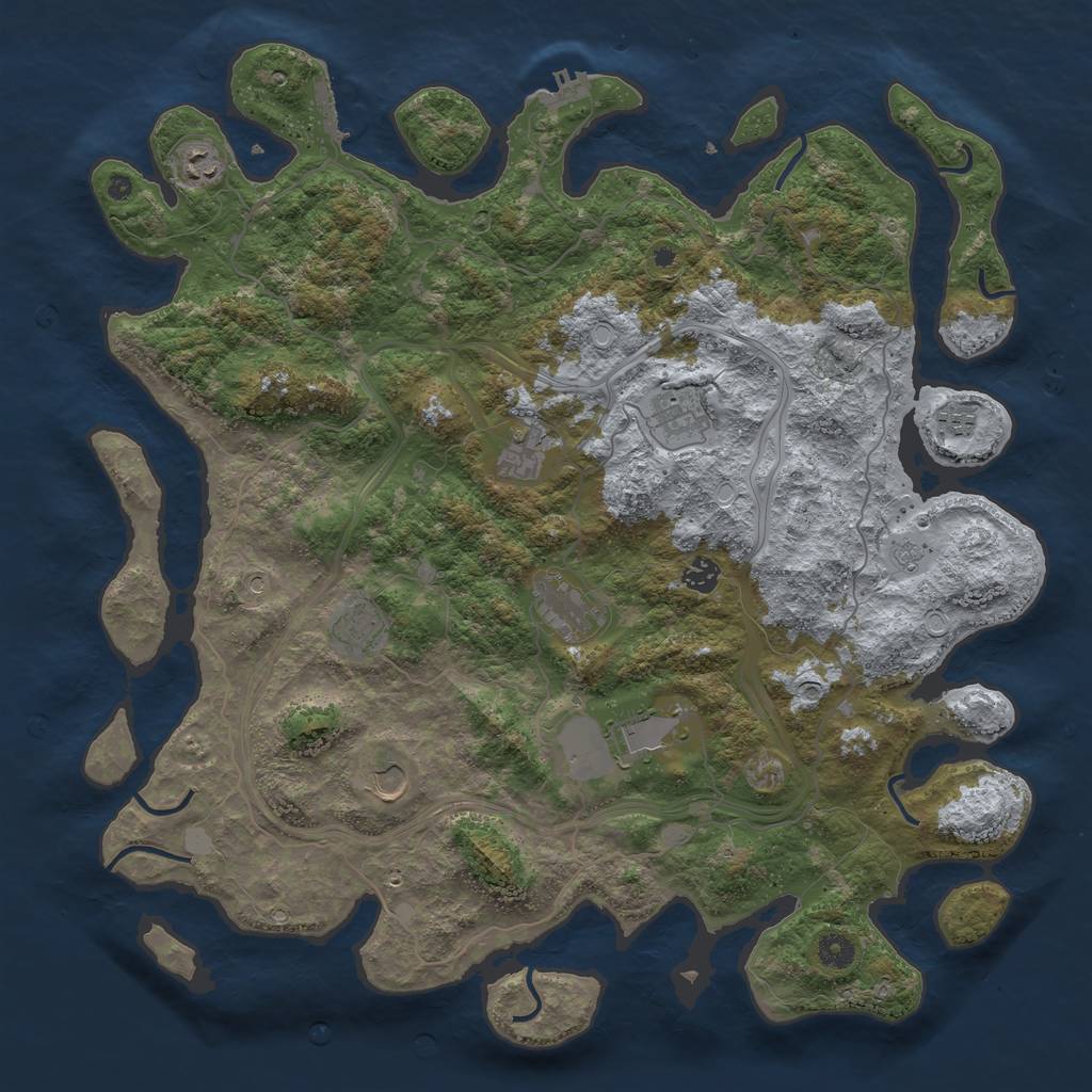 Rust Map: Procedural Map, Size: 4500, Seed: 5464312, 18 Monuments
