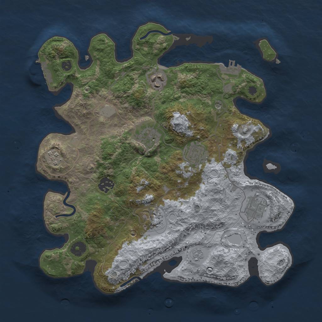 Rust Map: Procedural Map, Size: 3250, Seed: 698807813, 14 Monuments