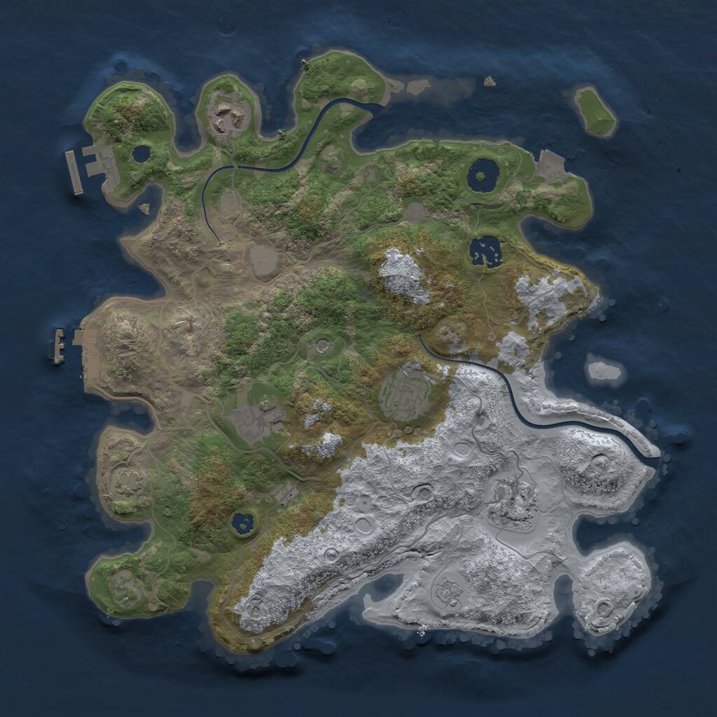 Rust Map: Procedural Map, Size: 3250, Seed: 698807813, 11 Monuments