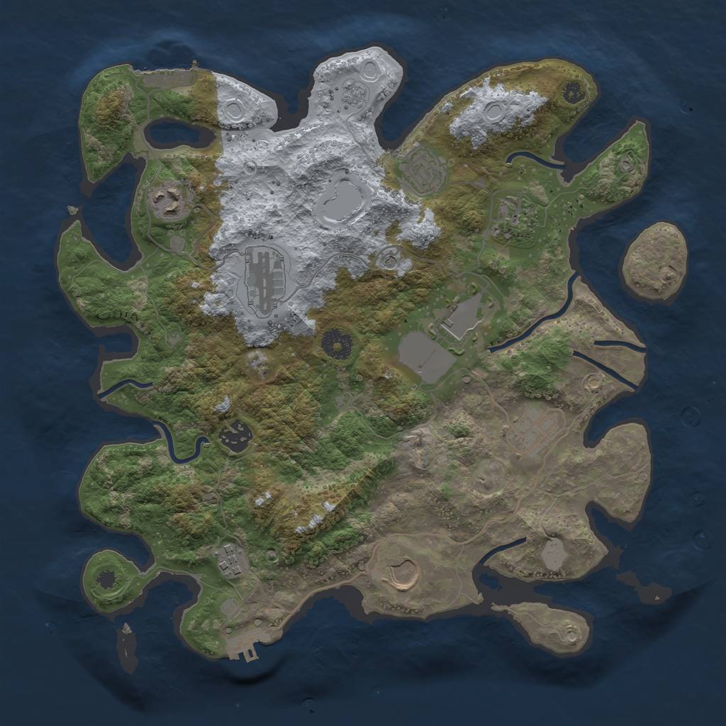 Rust Map: Procedural Map, Size: 3500, Seed: 1564143193, 18 Monuments
