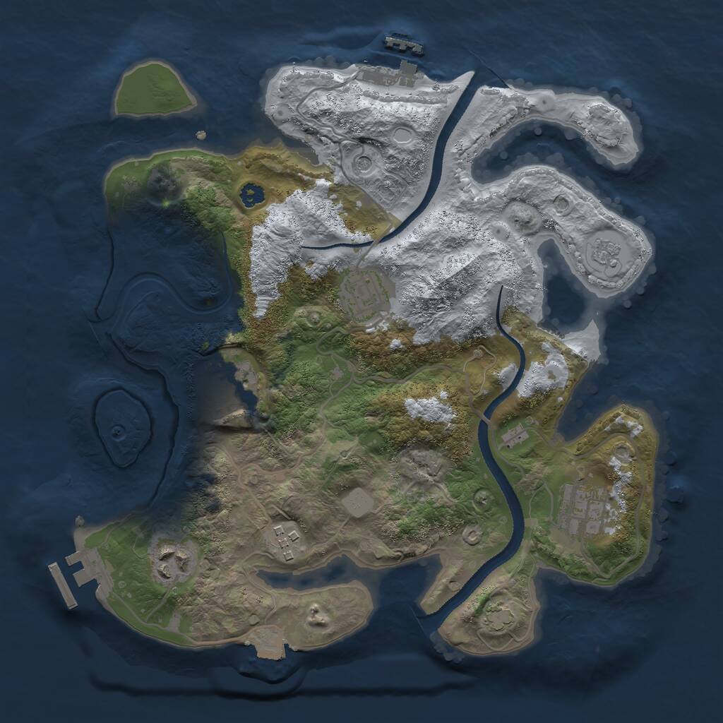 Rust Map: Procedural Map, Size: 3000, Seed: 342590835, 11 Monuments