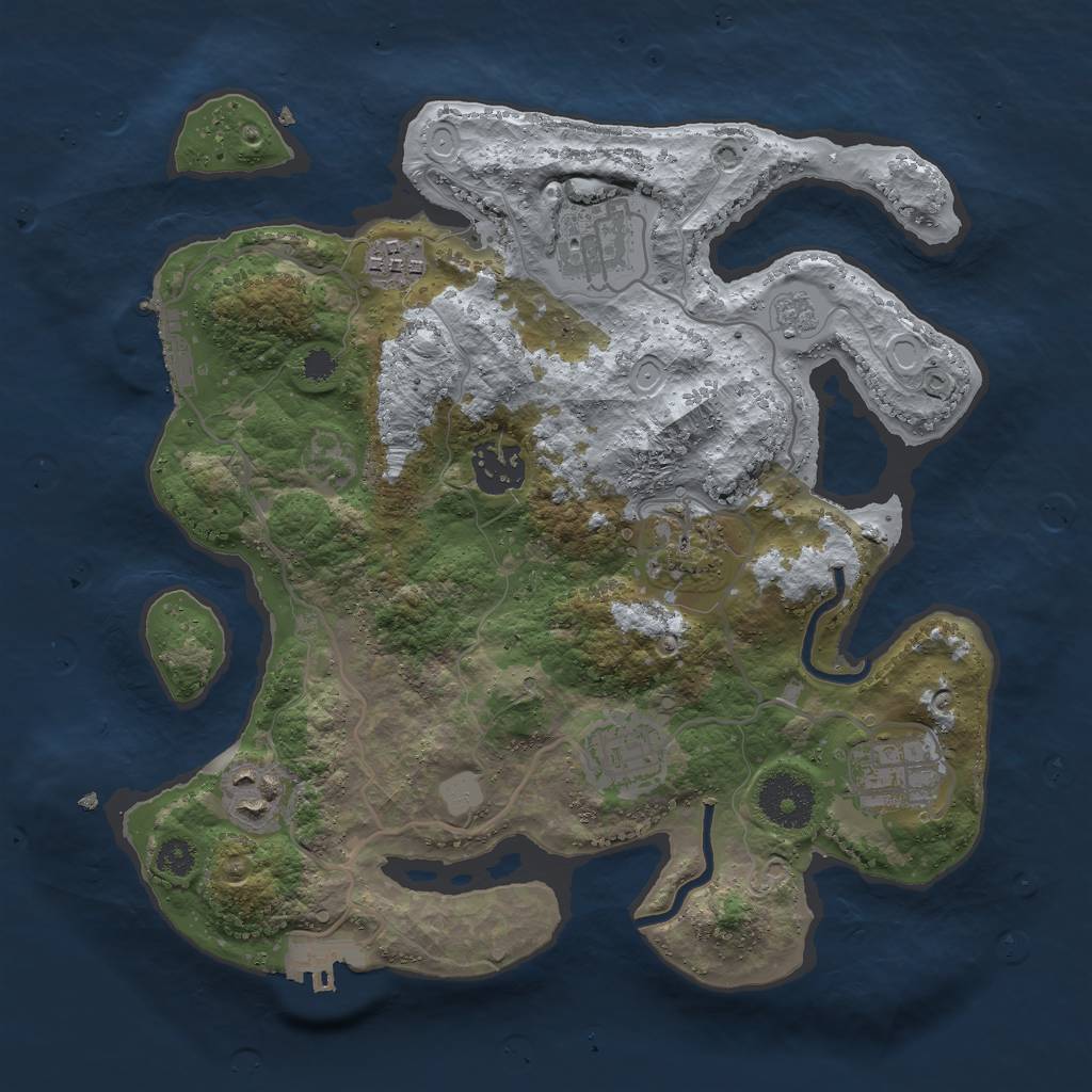 Rust Map: Procedural Map, Size: 3000, Seed: 342590835, 15 Monuments