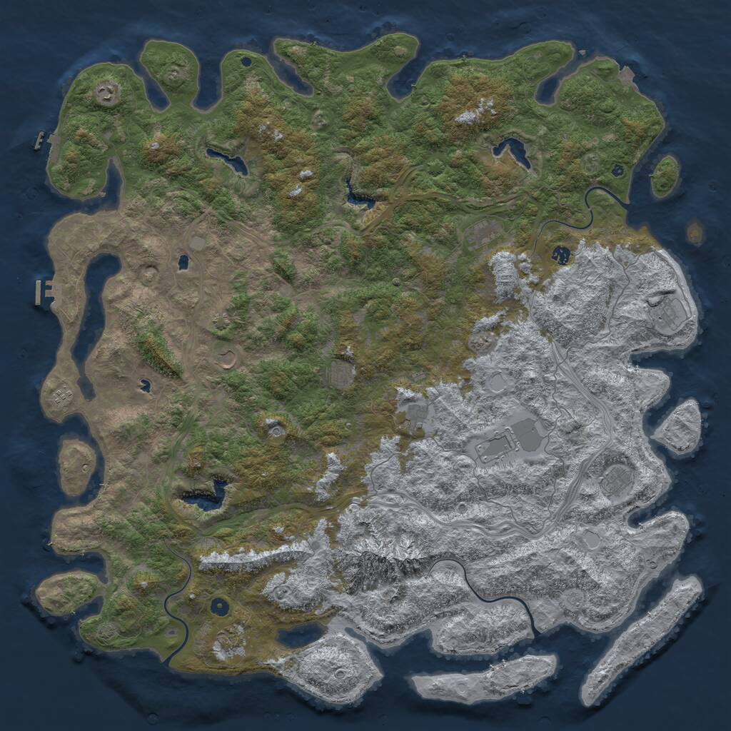 Rust Map: Procedural Map, Size: 6000, Seed: 1074464775, 17 Monuments