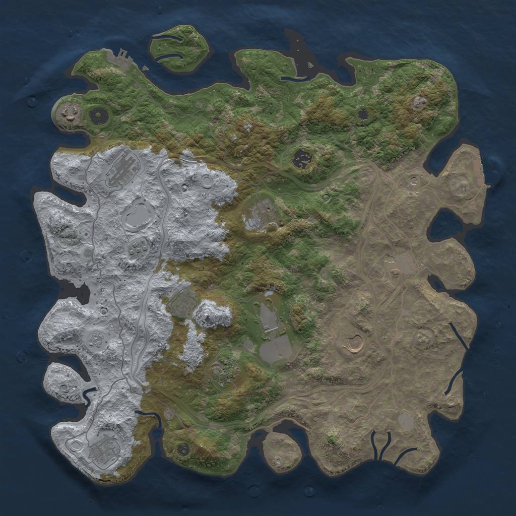 Rust Map: Procedural Map, Size: 4250, Seed: 2103206976, 20 Monuments