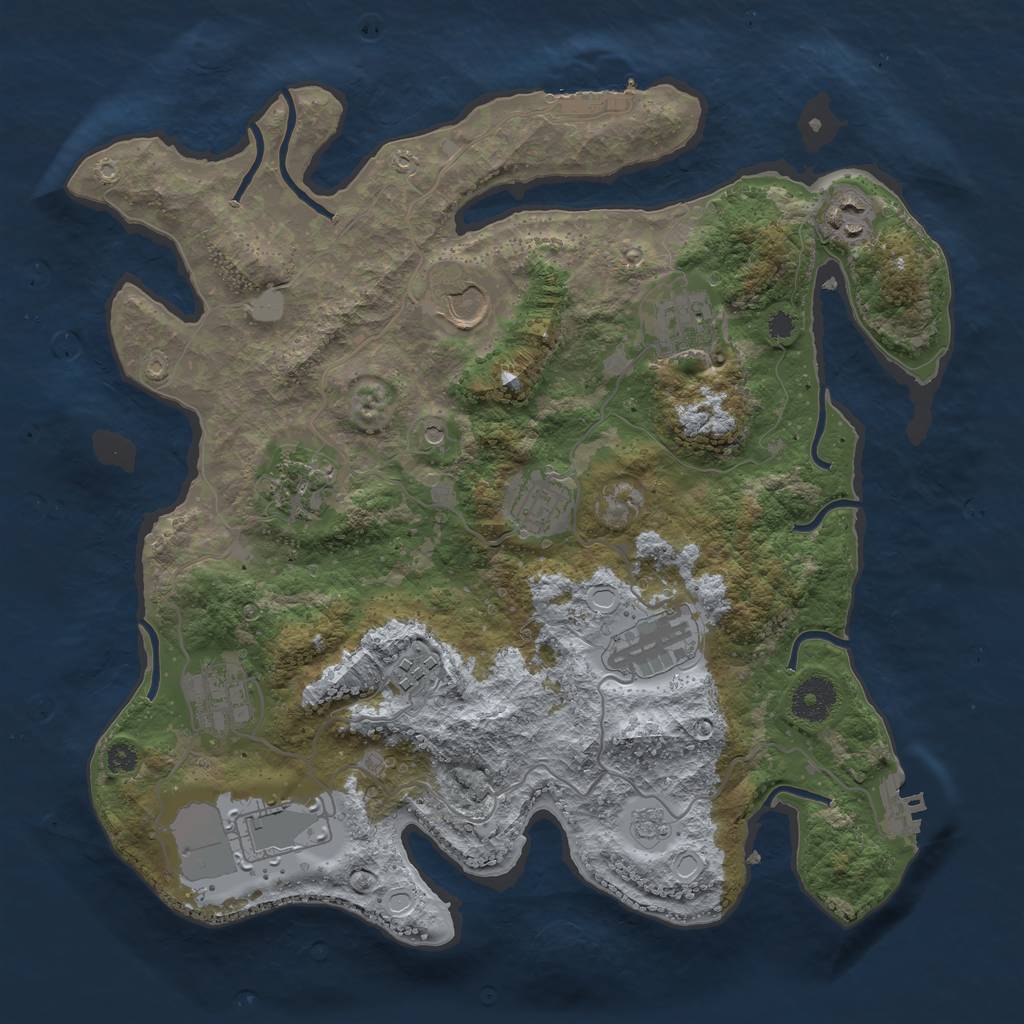 Rust Map: Procedural Map, Size: 3500, Seed: 1864236609, 18 Monuments
