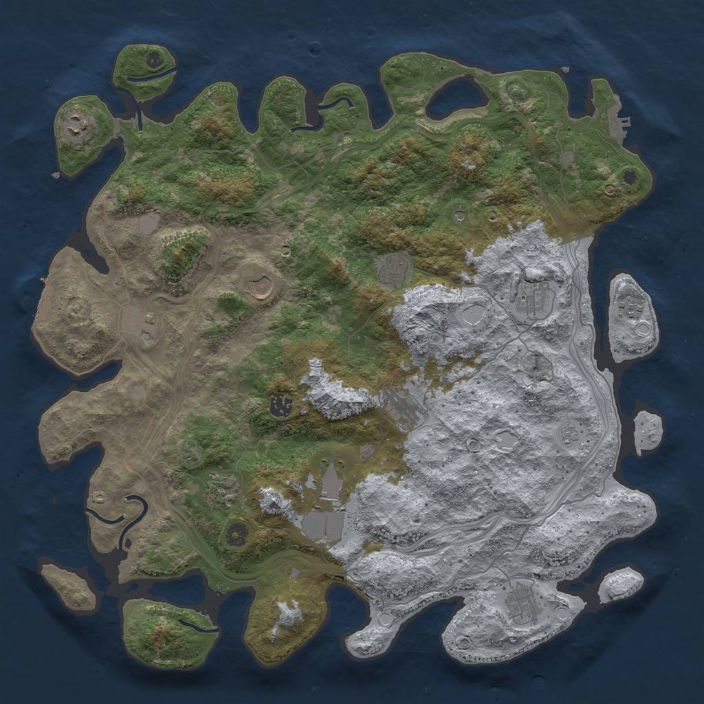 Rust Map: Procedural Map, Size: 4500, Seed: 135733219, 20 Monuments