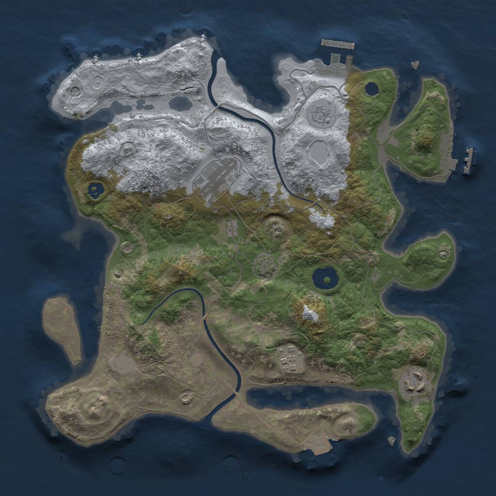 Rust Map: Procedural Map, Size: 3000, Seed: 1337415901, 8 Monuments