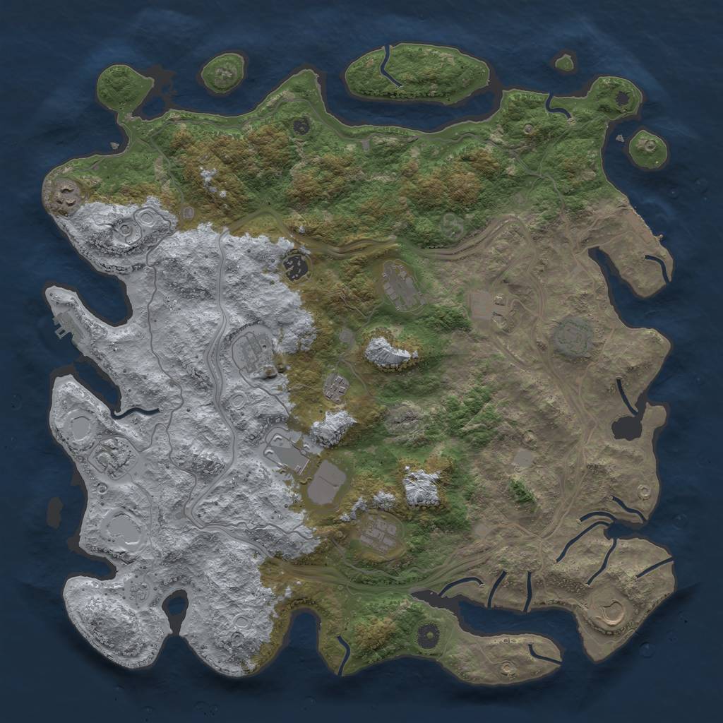 Rust Map: Procedural Map, Size: 4500, Seed: 1115567768, 20 Monuments