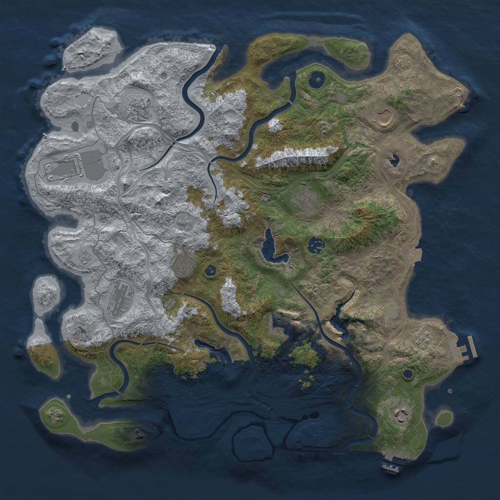 Rust Map: Procedural Map, Size: 4500, Seed: 1309725068, 16 Monuments