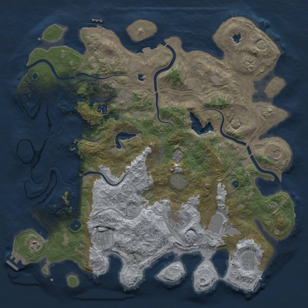 Rust Map: Procedural Map, Size: 4500, Seed: 233271208, 17 Monuments
