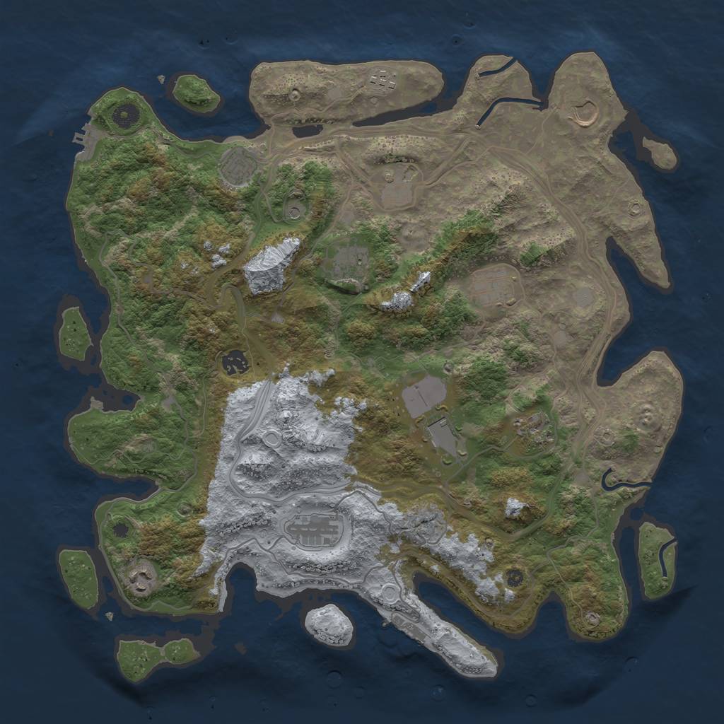 Rust Map: Procedural Map, Size: 4250, Seed: 1105768517, 19 Monuments