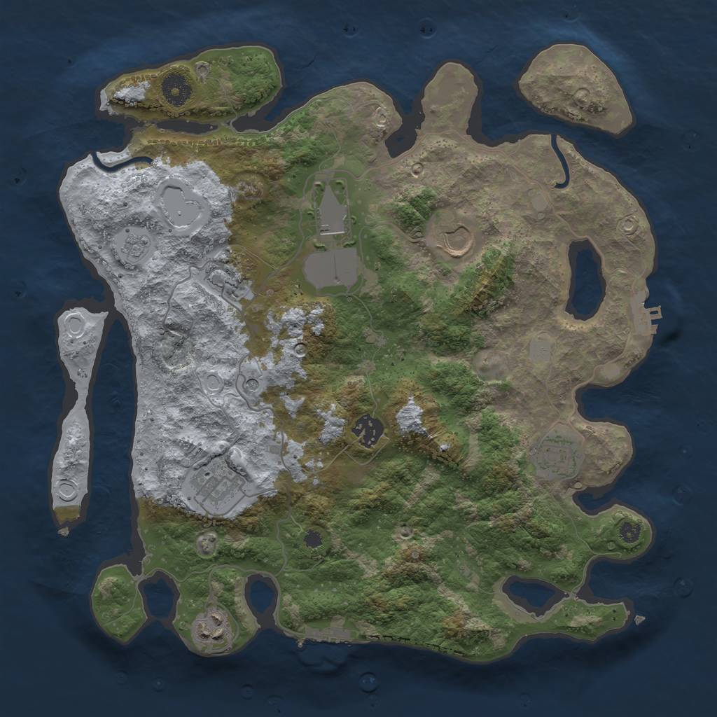 Rust Map: Procedural Map, Size: 3500, Seed: 1098928085, 14 Monuments