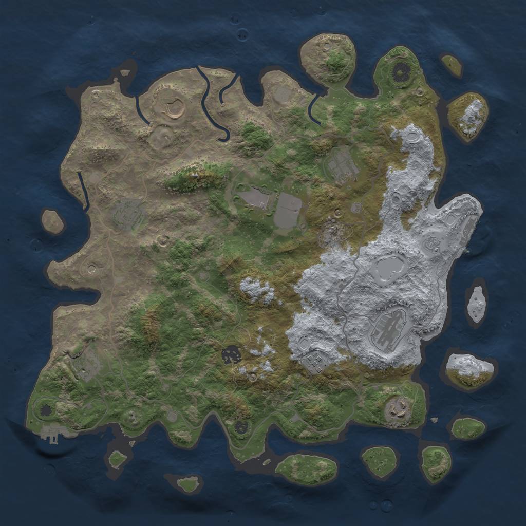 Rust Map: Procedural Map, Size: 4000, Seed: 1688461758, 18 Monuments