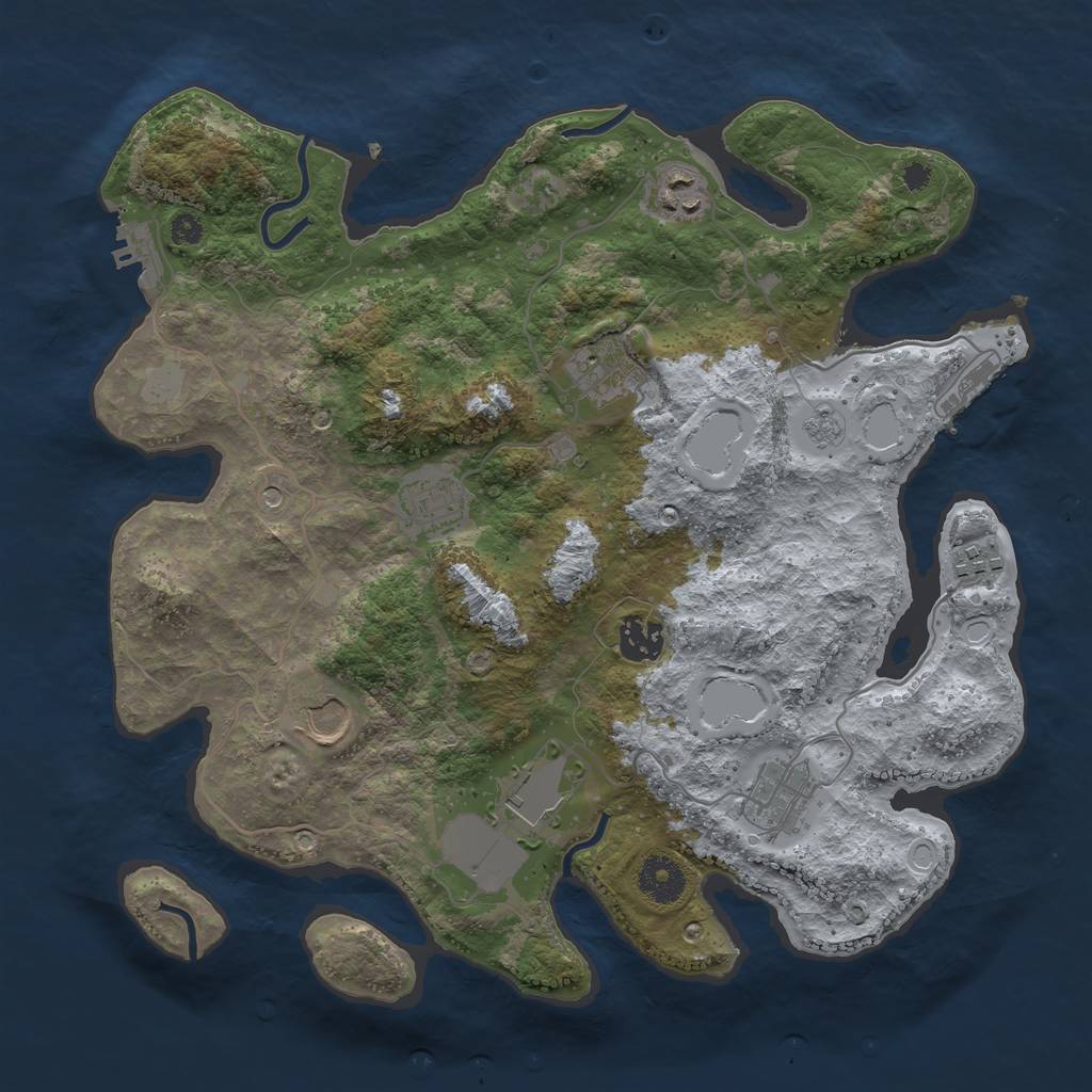 Rust Map: Procedural Map, Size: 3500, Seed: 762110528, 17 Monuments
