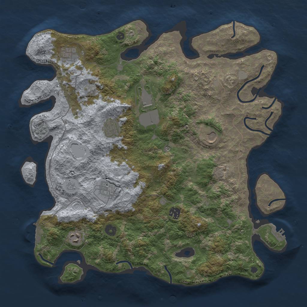 Rust Map: Procedural Map, Size: 4000, Seed: 524, 17 Monuments